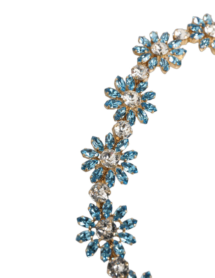 Dolce & Gabbana Green Leather Daisy Crystal Embellished Waist Belt