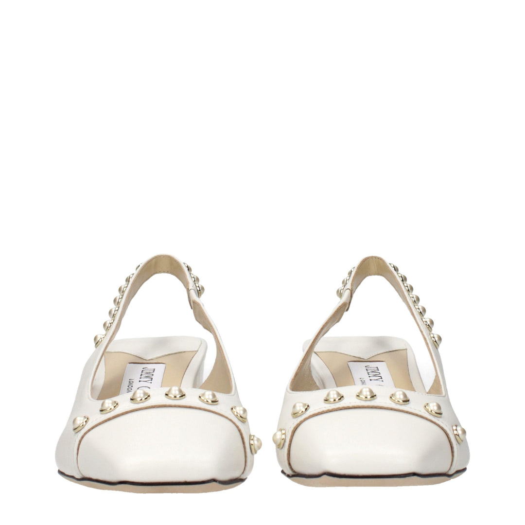 Jimmy Choo White Leather Flat Sandals