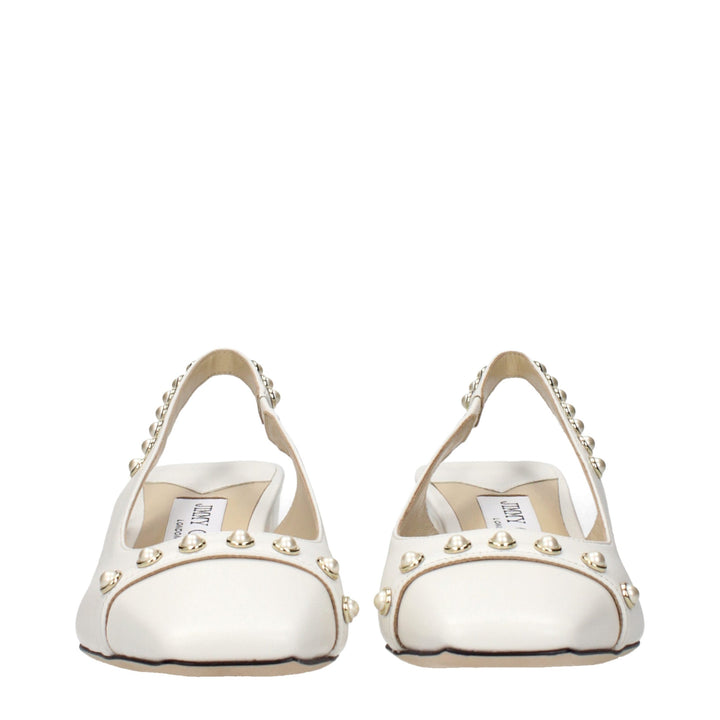 Jimmy Choo White Leather Flat Sandals