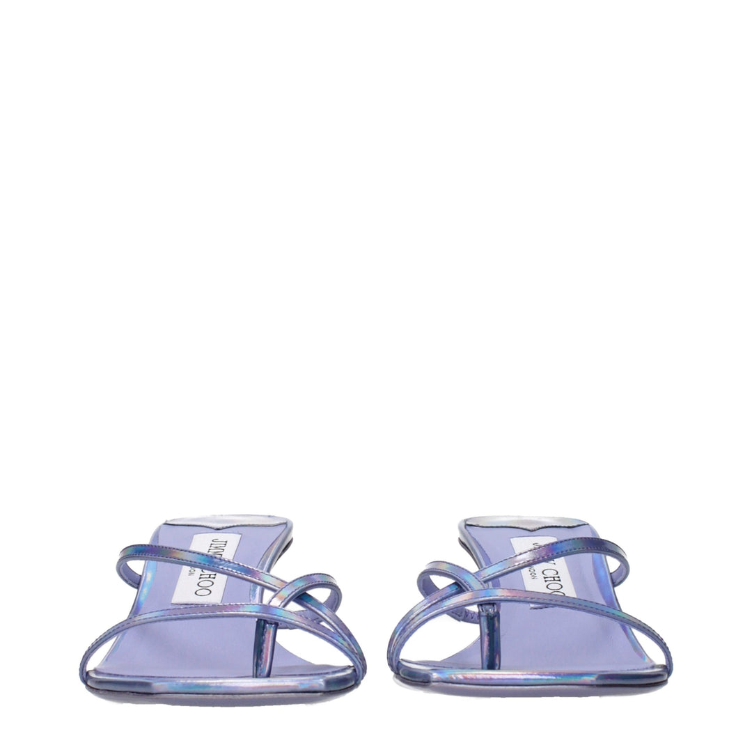 Jimmy Choo Purple Leather Flat Sandals