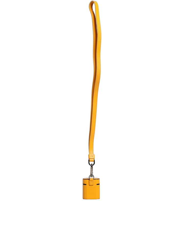 Dolce & Gabbana Case Yellow Calf Leather Logo Flip Holder Strap Airpods