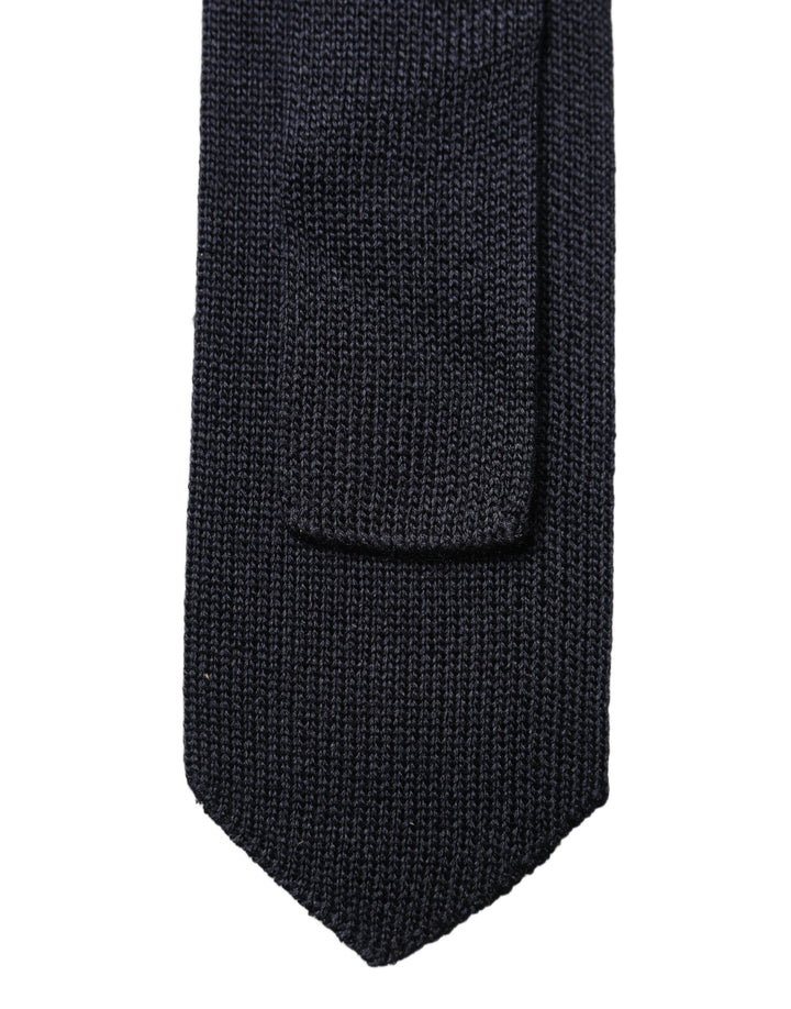 Dolce & Gabbana Dark Blue Solid 100% Silk Adjustable Men Necktie Tie