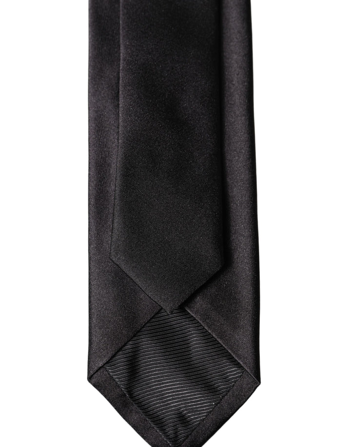 Dolce & Gabbana Black Solid 100% Silk Adjustable Men Tied Necktie Tie