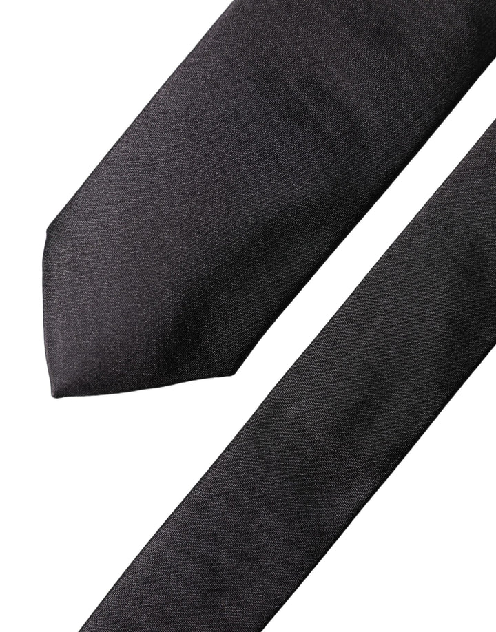 Dolce & Gabbana Black Solid 100% Silk Adjustable Men Tied Necktie Tie