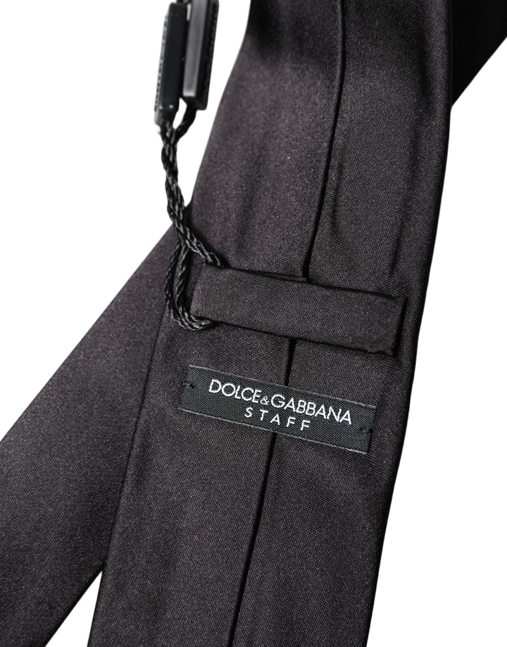 Dolce & Gabbana Black Solid 100% Silk Adjustable Men Tied Necktie Tie