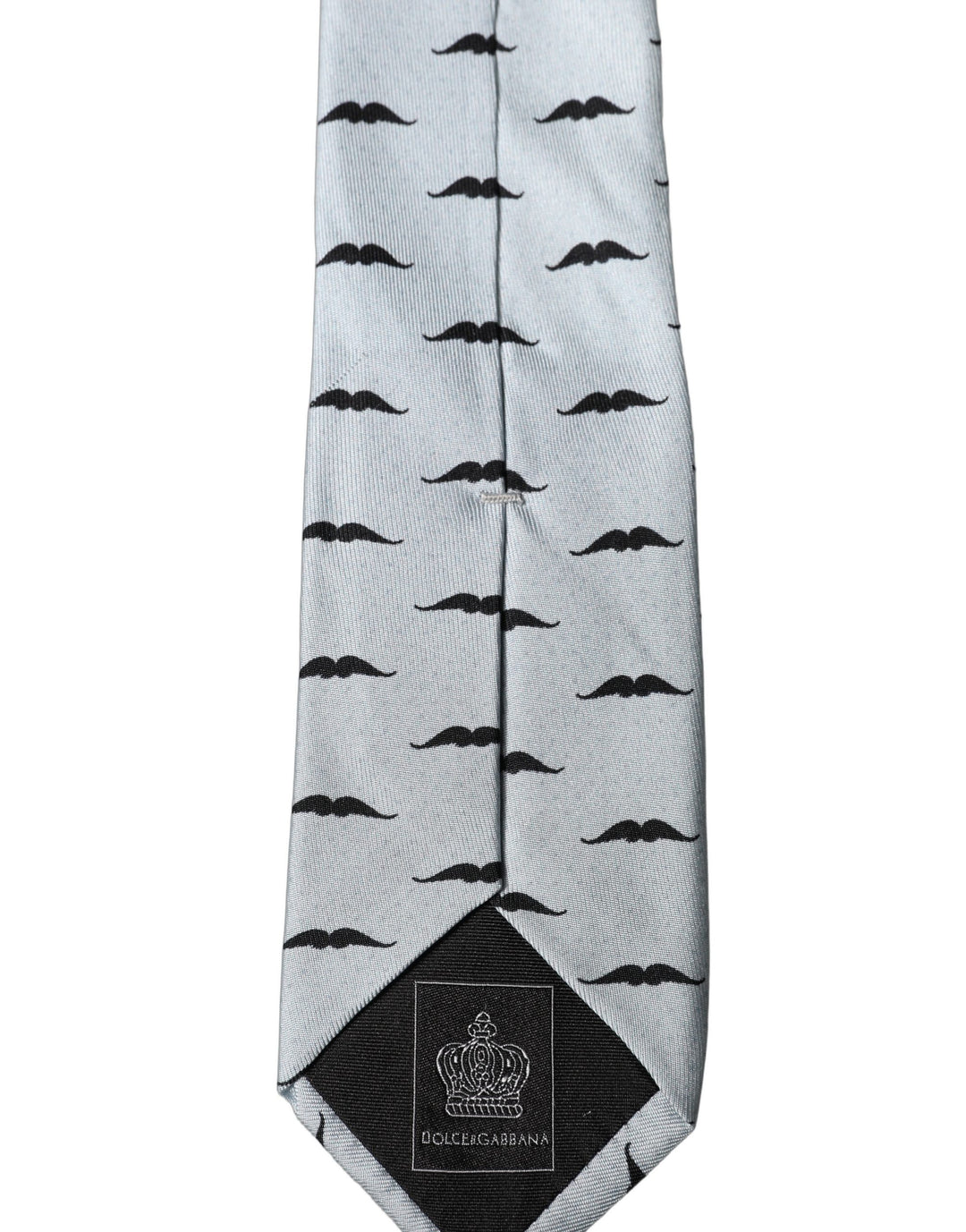 Dolce & Gabbana Light Gray Mustache Fantasy Silk Adjustable Necktie Tie