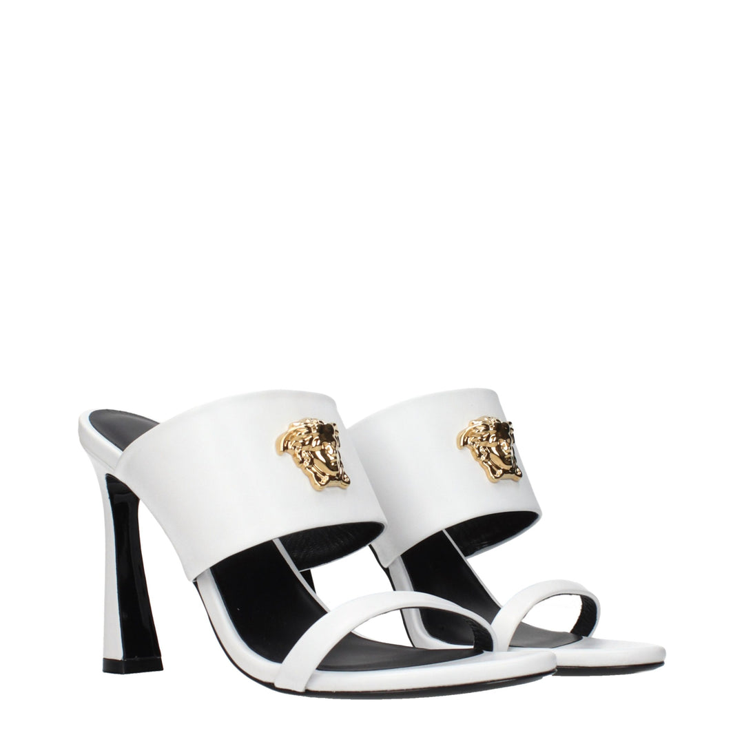 Versace White Leather Stiletto Heel Sandals