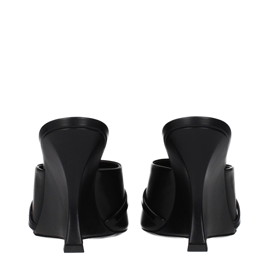 Versace Black Leather Wedge Sandals