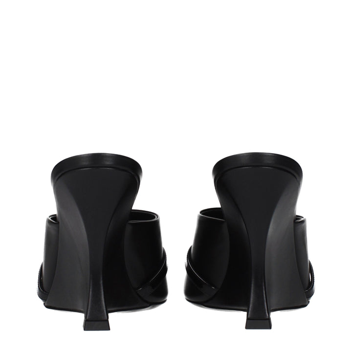 Versace Black Leather Wedge Sandals