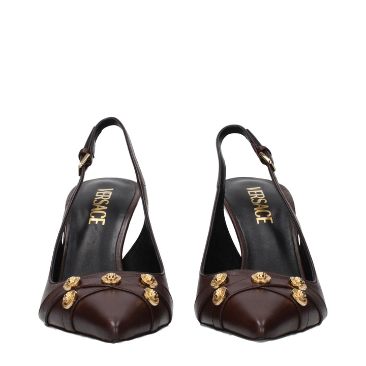 Versace Brown Leather High Heel Pumps