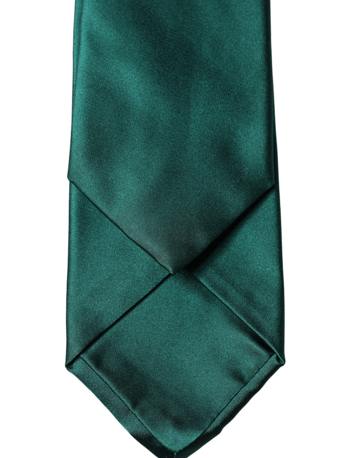 Dolce & Gabbana Dark Green Satin Silk Adjustable Women Tied Necktie Tie
