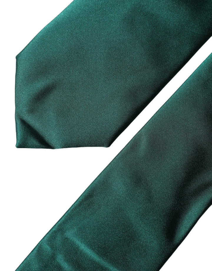 Dolce & Gabbana Dark Green Satin Silk Adjustable Women Tied Necktie Tie