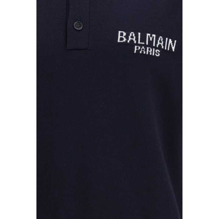 Balmain Blue Wool Oves Aries Polo Shirt