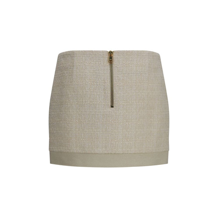 Balmain Beige Wool Oves Aries Mini Skirt