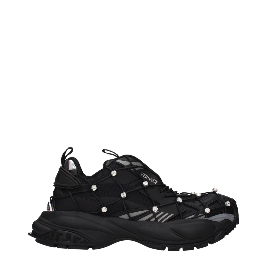Versace Black Fabric Chunky Sneakers