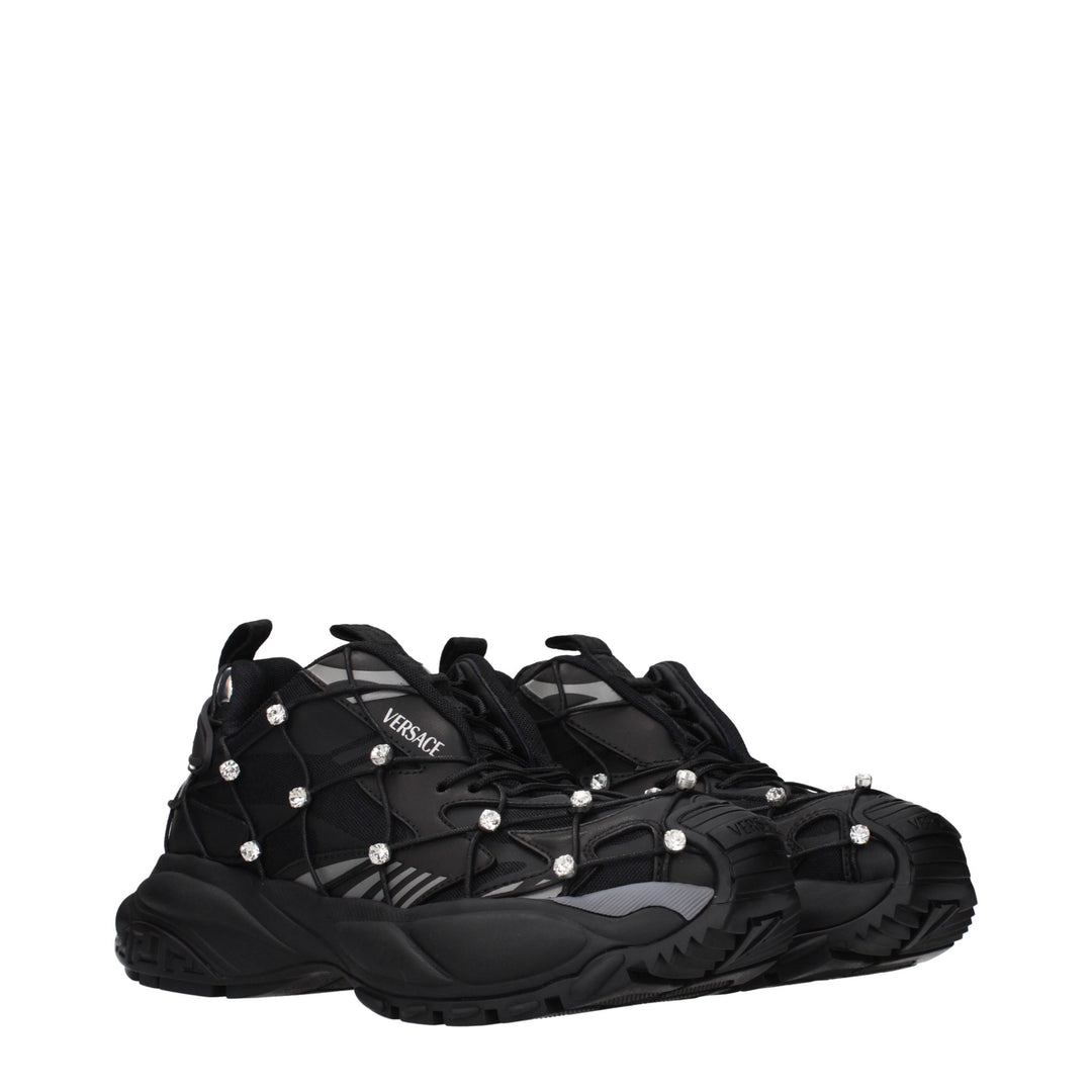 Versace Black Fabric Chunky Sneakers