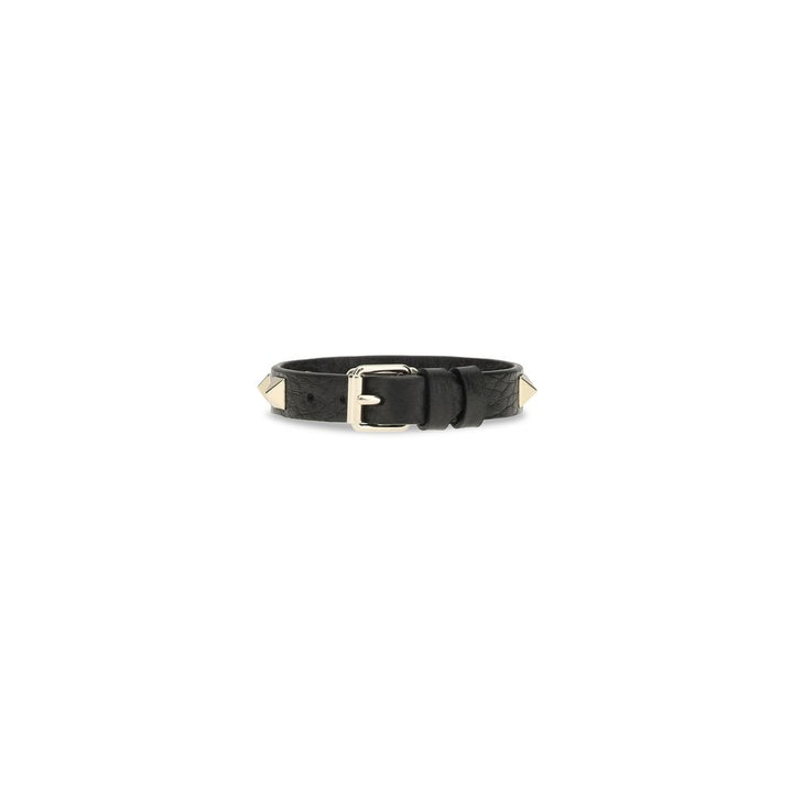 Valentino Garavani Black Calf Leather Bos Taurus Bracelet