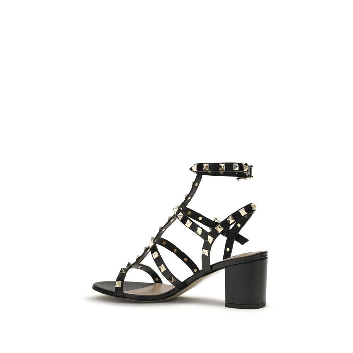 Valentino Garavani Black Calf Leather Bos Taurus Strap-On Sandals