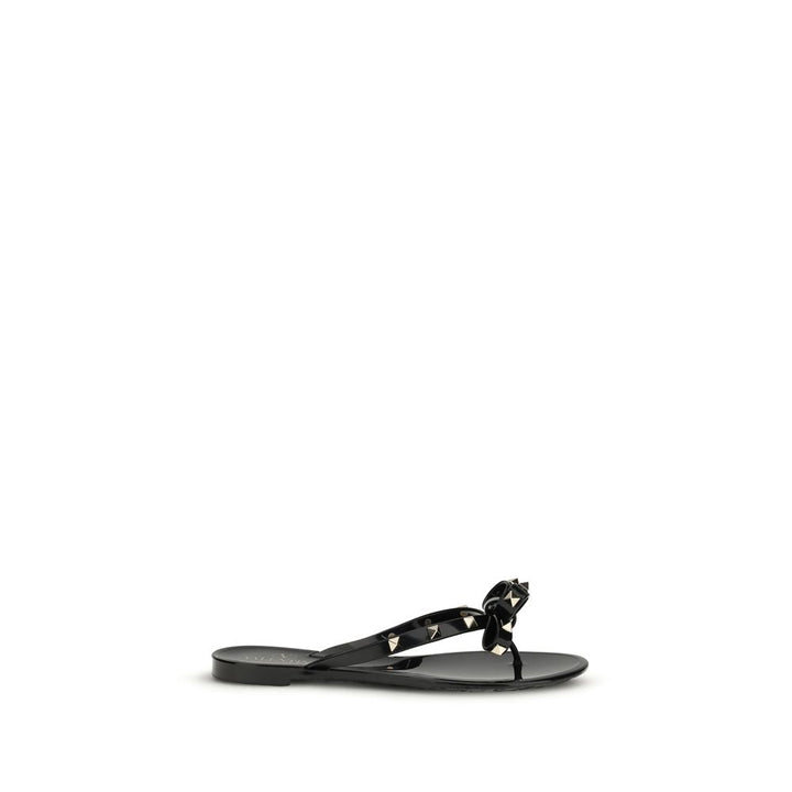 Valentino Garavani Black Cotton Flip-Flop Sandals
