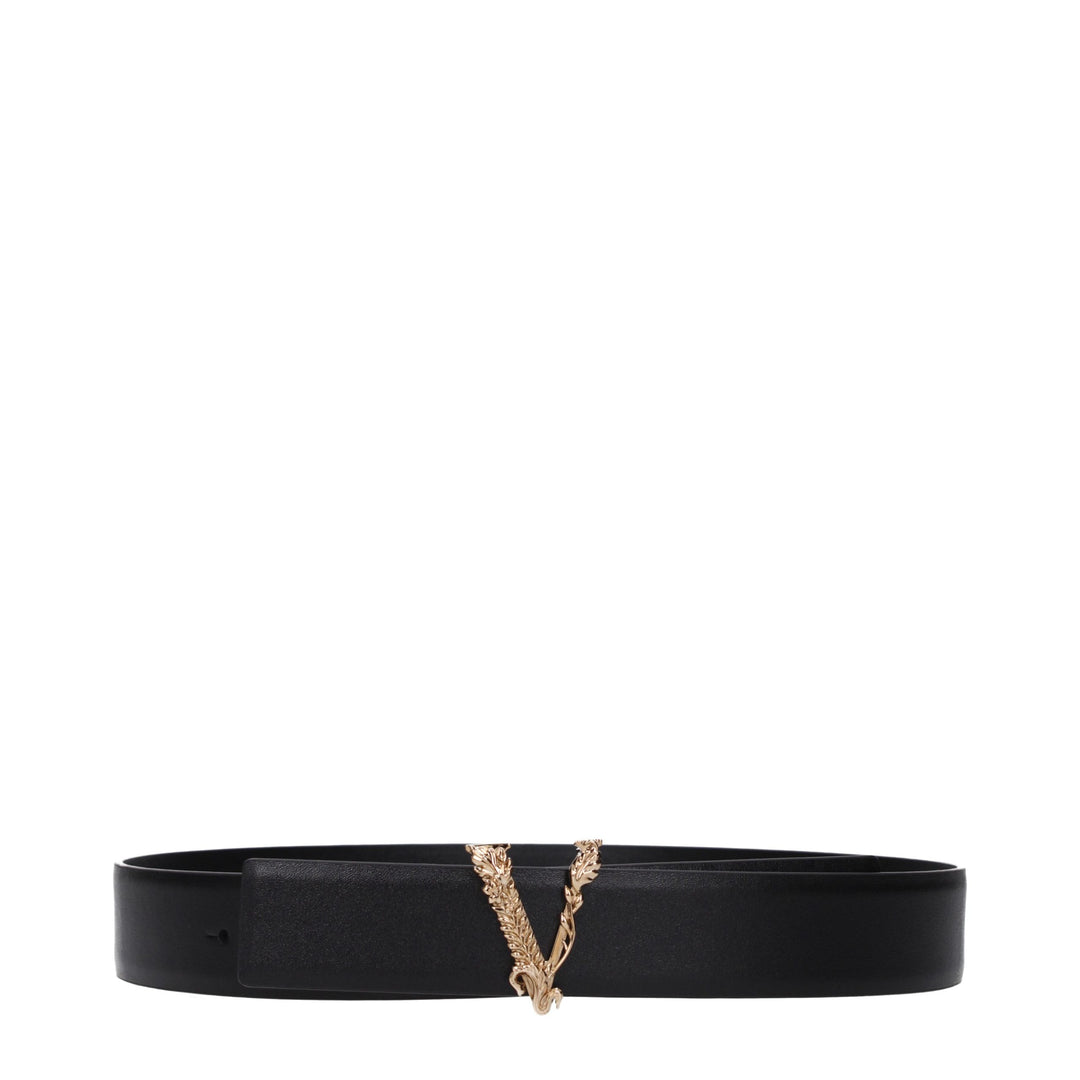 Versace Black Leather Regular Belt