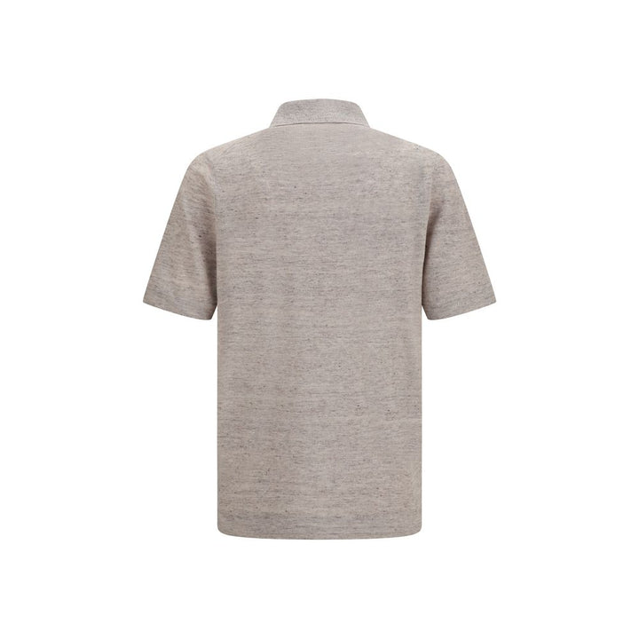 Brunello Cucinelli Beige Linen Polo Shirt