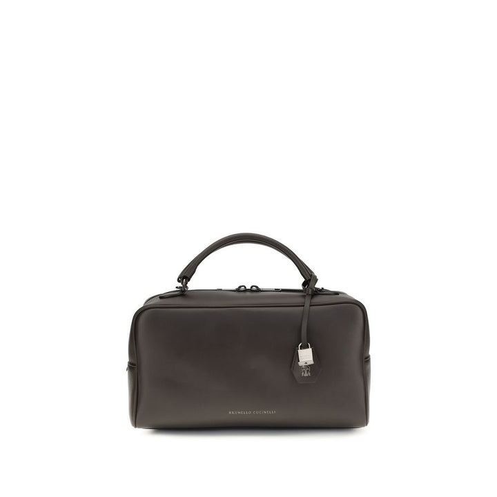 Brunello Cucinelli Brown Calf Leather Bos Taurus Shoulder Bag
