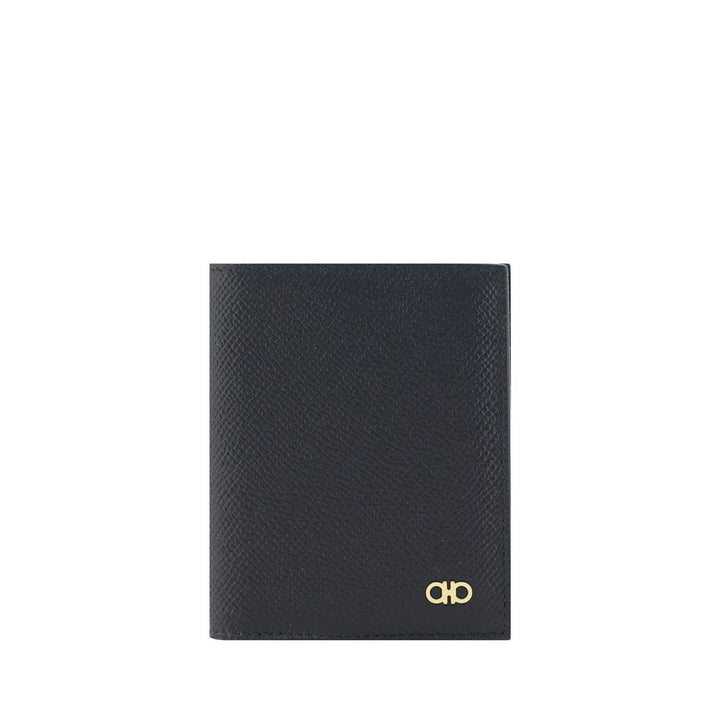 Ferragamo Black Calf Leather Bos Taurus Wallet