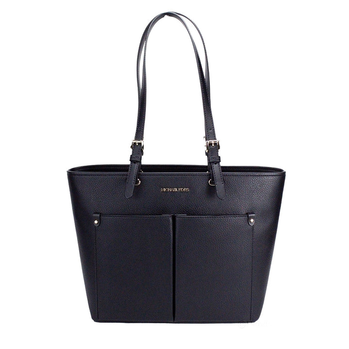 Michael Kors Womens Jet Set Travel Medium Double Pocket Tote Black/SIlver 35F3GTVT8B-001