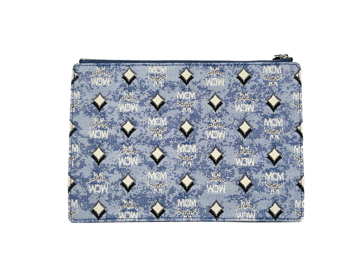 MCM Aren Flat Pouch Denim Crossbody Bag