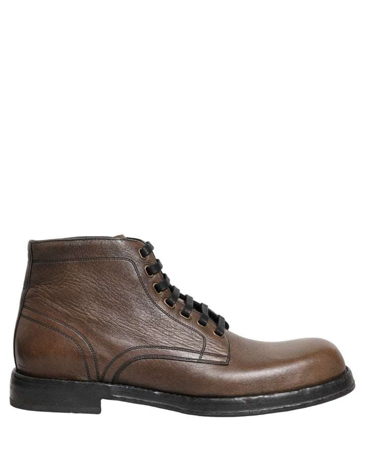 Dolce & Gabbana Brown Perugino Leather Men Ankle Boots Shoes