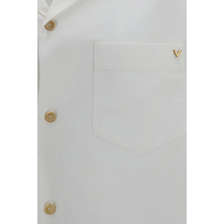 Valentino White Cotton Shortsleeve Shirt