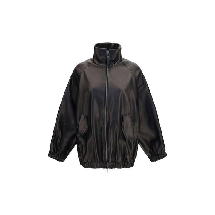Brunello Cucinelli Black Lamb Ovis Aries Aries Leather Jacket