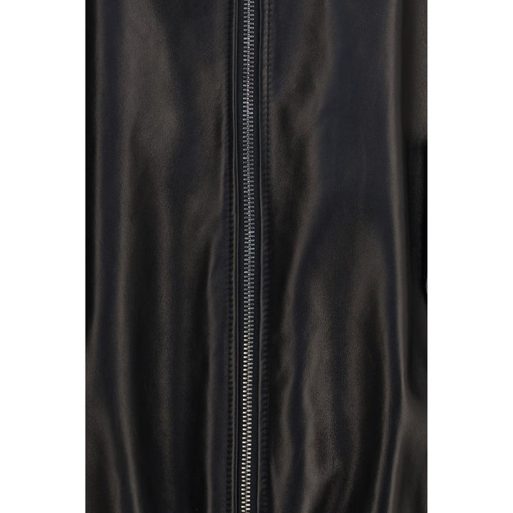 Brunello Cucinelli Black Lamb Ovis Aries Aries Leather Jacket