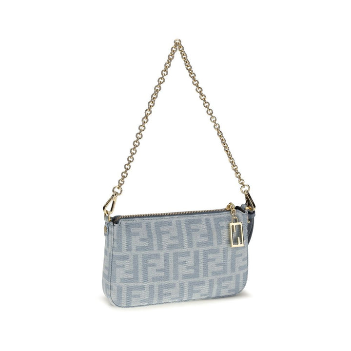 Fendi Blue Cotton Clutch Bag