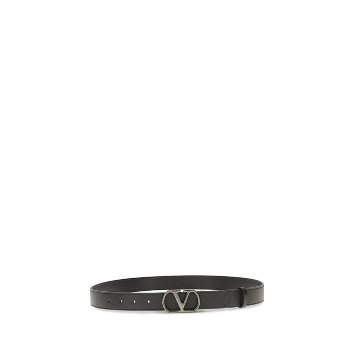 Valentino Garavani Black Calf Leather Bos Taurus Regular Belt
