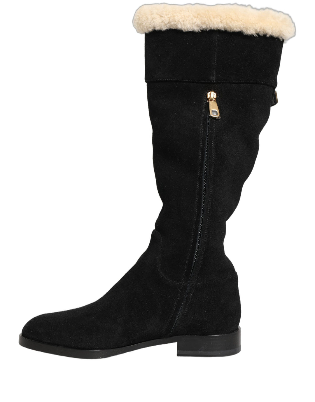Dolce & Gabbana Suede Leather Knee High Boots Black