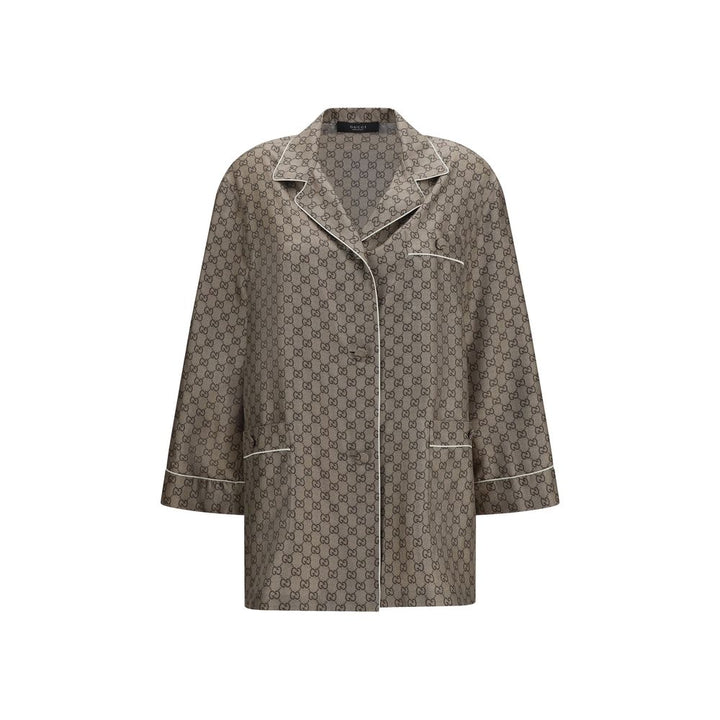 Gucci Beige Silk Dress Shirt