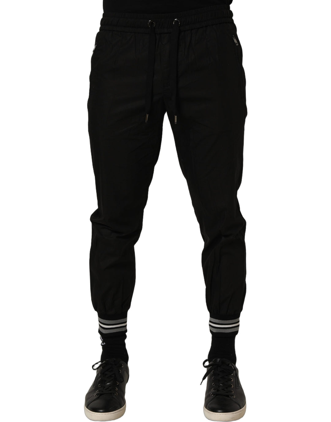 Dolce & Gabbana Black Cotton Mid Waist Jogger Sweatpants Pants