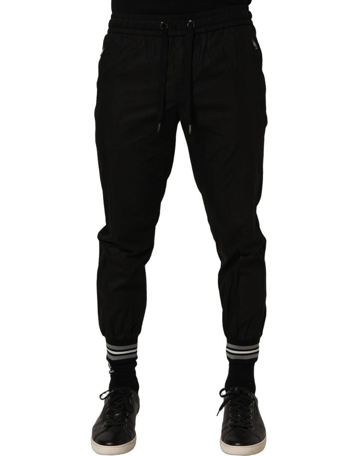 Dolce & Gabbana Black Cotton Mid Waist Jogger Sweatpants Pants