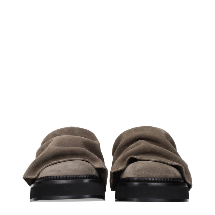 The Attico Gray Leather Slippers