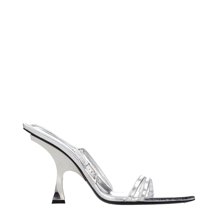 The Attico Gray Leather Stiletto Heel Sandals