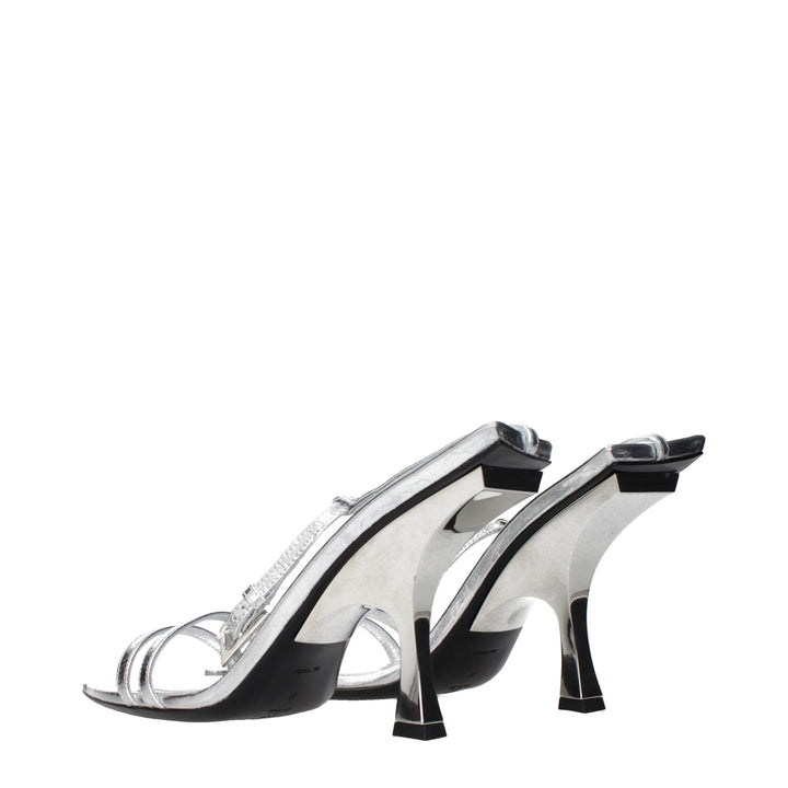 The Attico Gray Leather Stiletto Heel Sandals