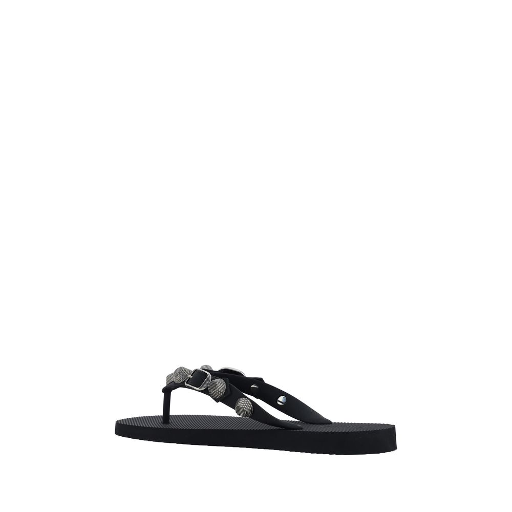 Balenciaga Black Polyurethane Flip-Flop Sandals