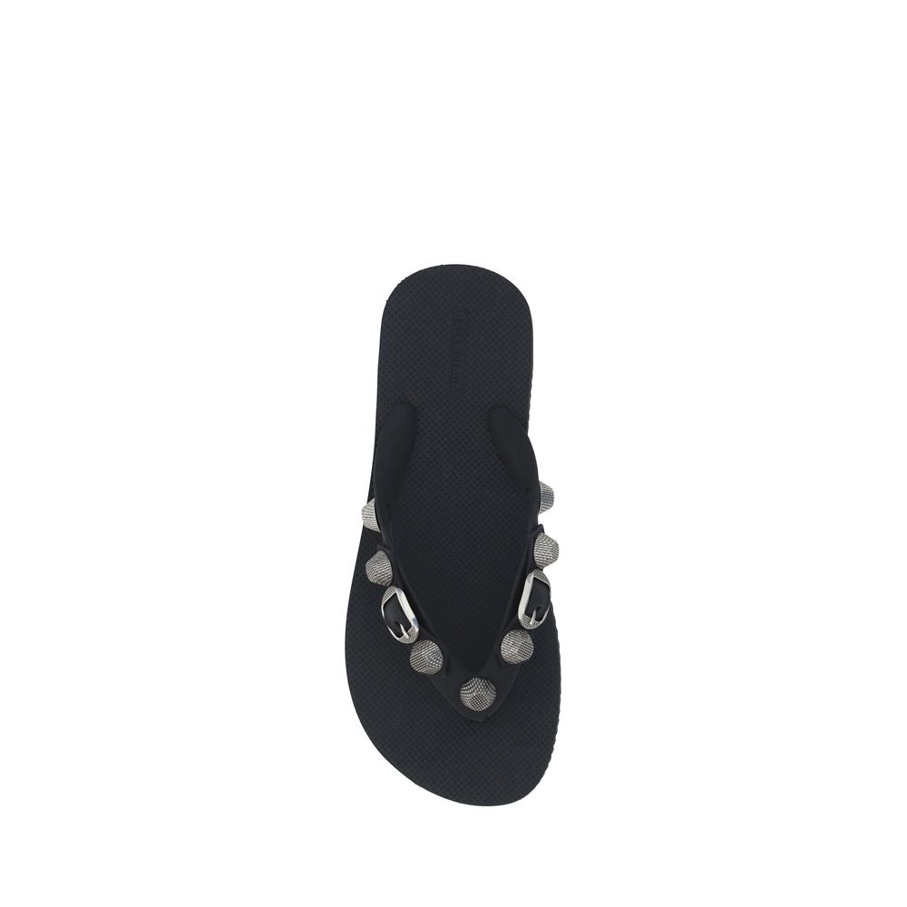 Balenciaga Black Polyurethane Flip-Flop Sandals