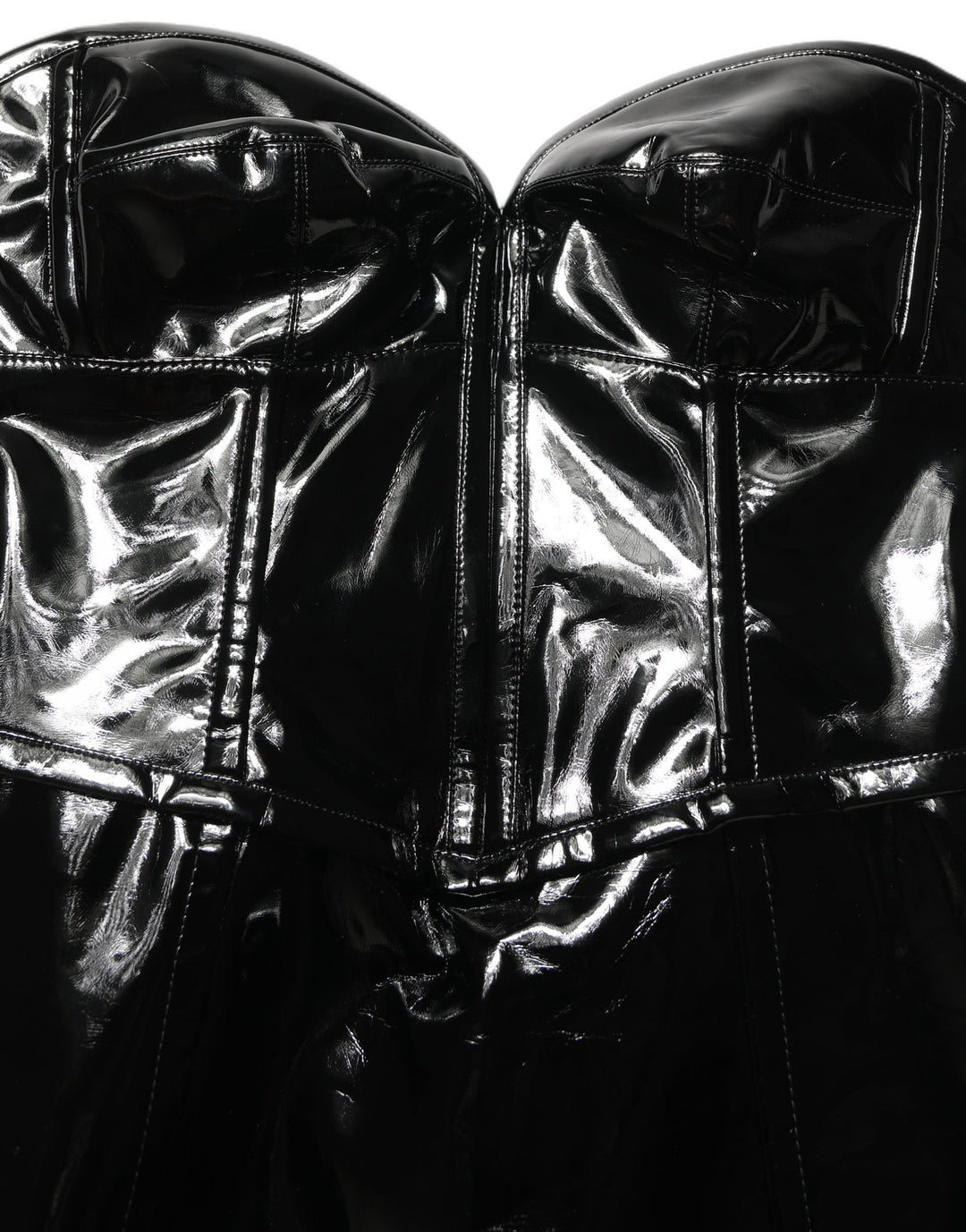 Dolce & Gabbana Black Patent Leather Corset Style Mini Dress