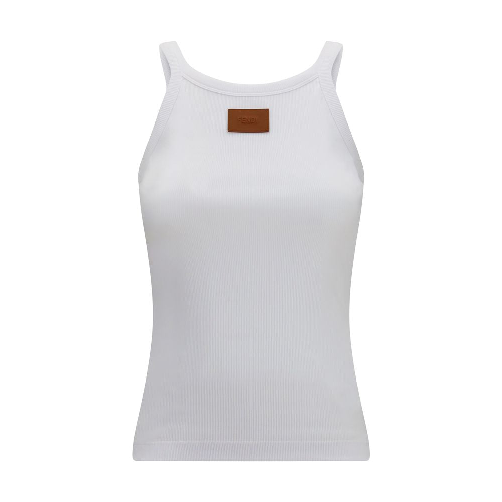 Fendi White Cotton Tank Tops