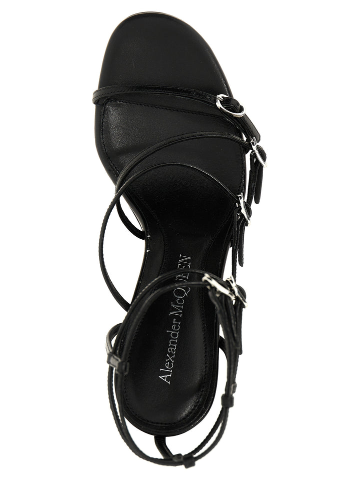 Alexander McQueen Black Lambskin Stiletto Heel Sandals