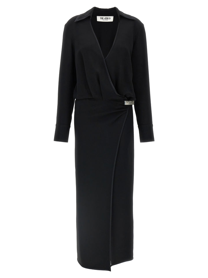 The Attico Black Marabou Midi Dress
