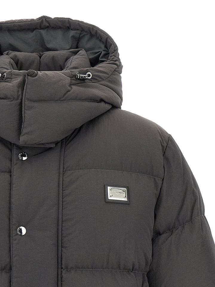 Dolce & Gabbana Gray Polyamide Full-Length Jacket