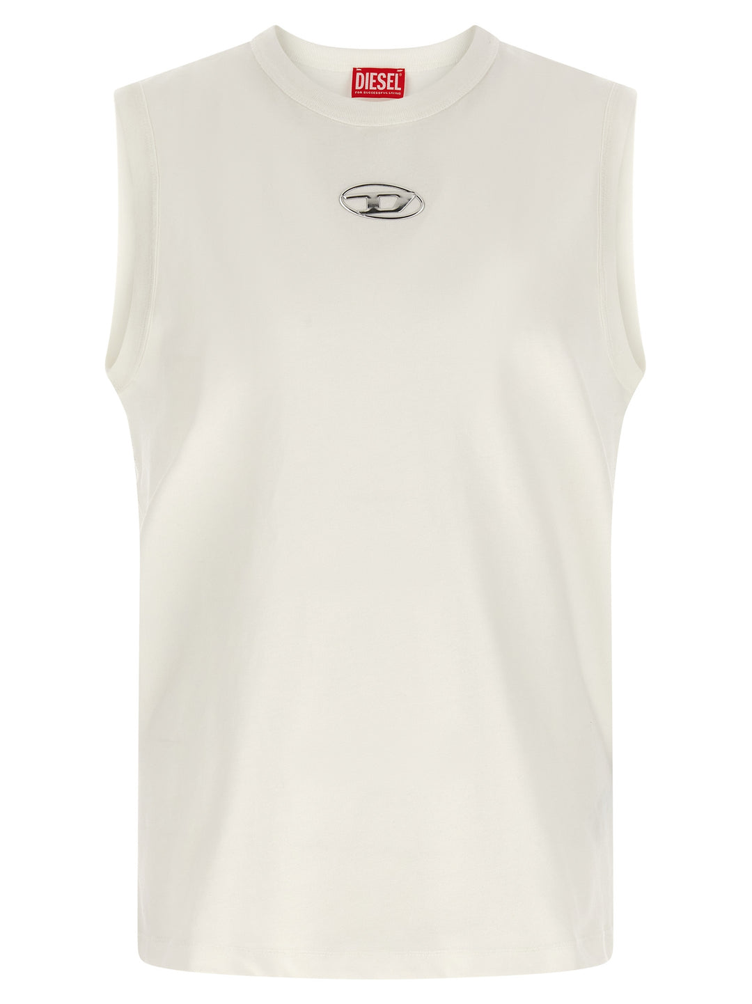 Diesel White Cotton Sleeveles T-Shirt